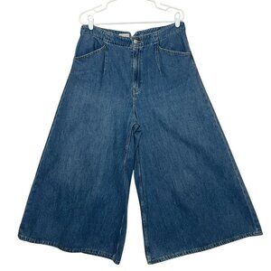 Pilcro Anthropologie Super Wide Leg Crop Jeans Size 32 Denim High Rise Relaxed